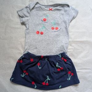 Carter's Onesie + Skort Cherries Daddy Two Piece Outfit